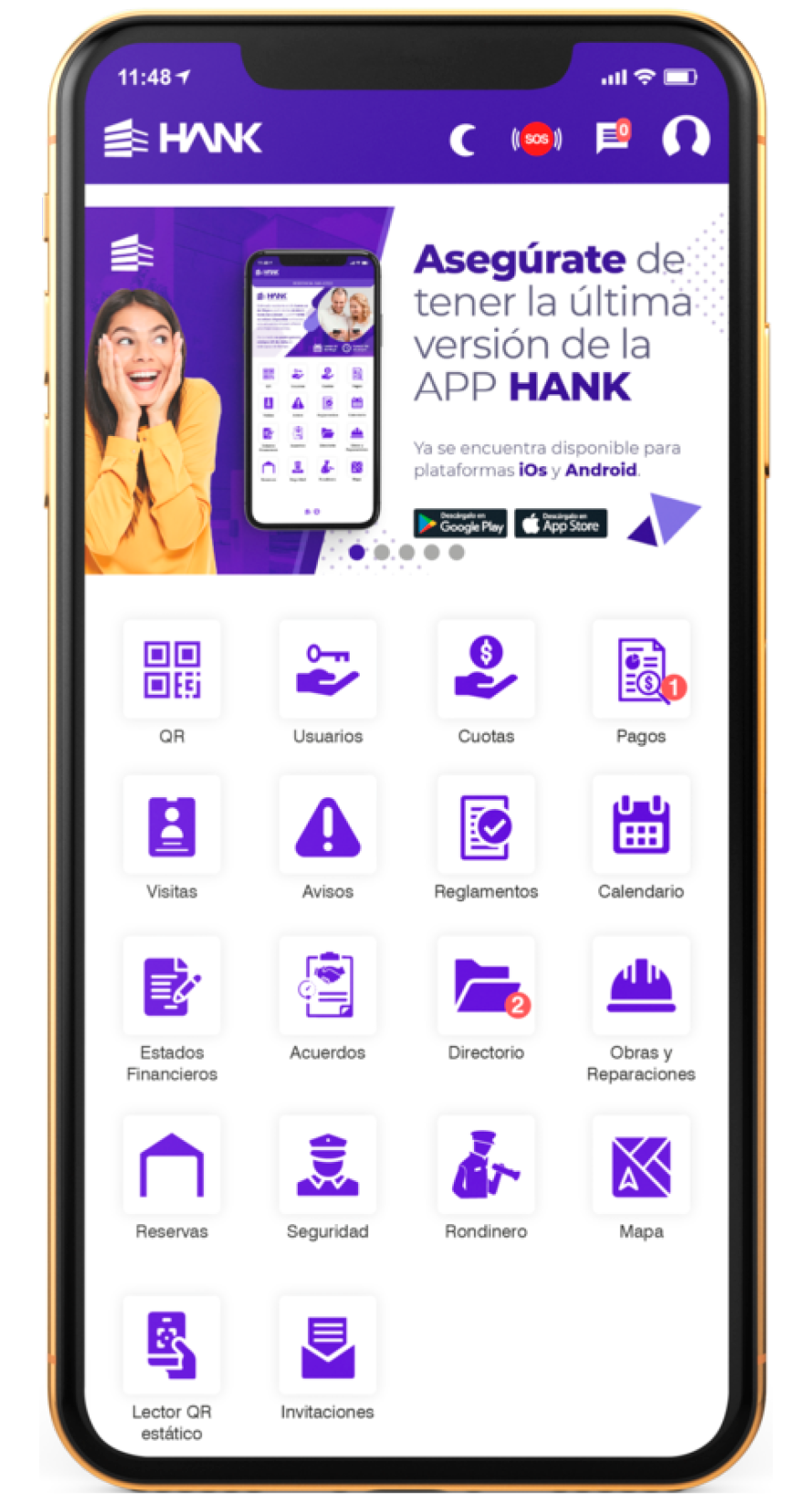 HANK es una App que te ayudará a consultar información de forma rápida, precisa y segura